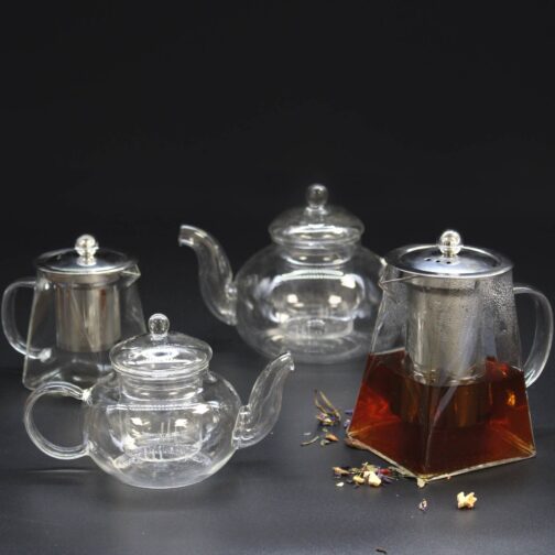 Glass Infuser Teapot - Round Pearl - 400ml - gteap-04_03