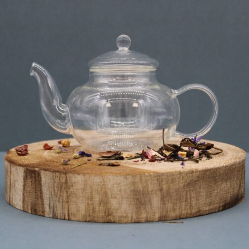 Glass Infuser Teapot - Round Pearl - 400ml - gteap-04_04