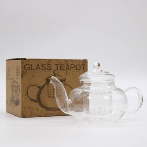 Glass Infuser Teapot - Round Pearl - 400ml - gteap-04_05