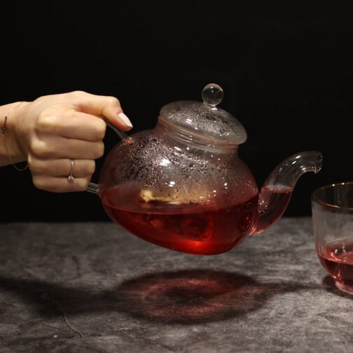 Glass Infuser Teapot - Round Pearl - 800ml - gteap-05_03