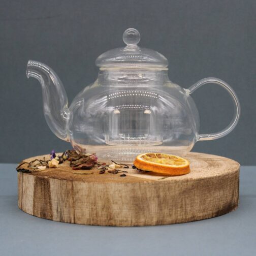 Glass Infuser Teapot - Round Pearl - 800ml - gteap-05_08