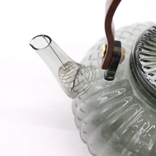 Glass Infuser Teapot - Charcoal Ribbed Pearl - 950ml - GTeaP13_03